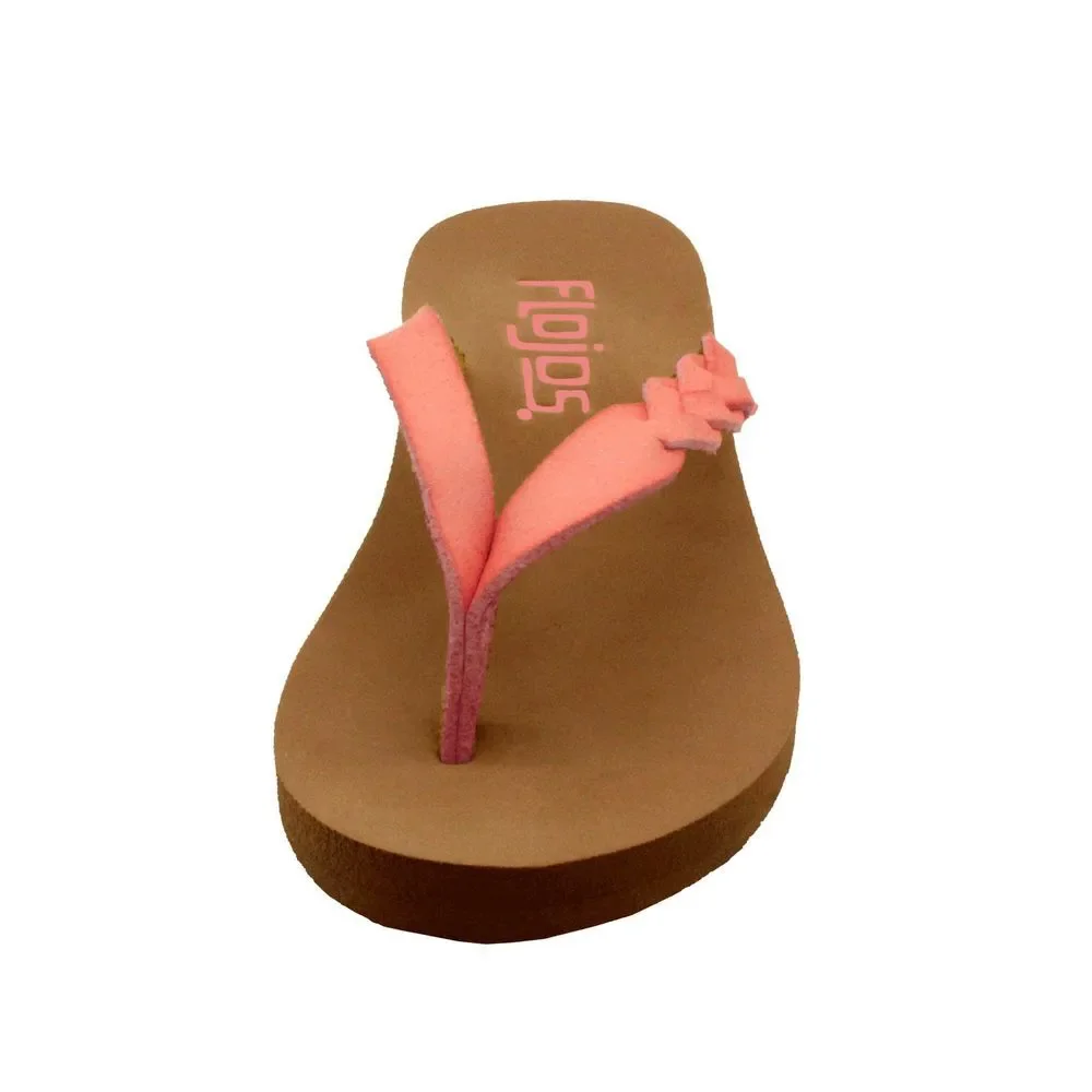 FLOJOS Girls Serenity Flat Sandal, Coral Glitter, 12 Little Kid